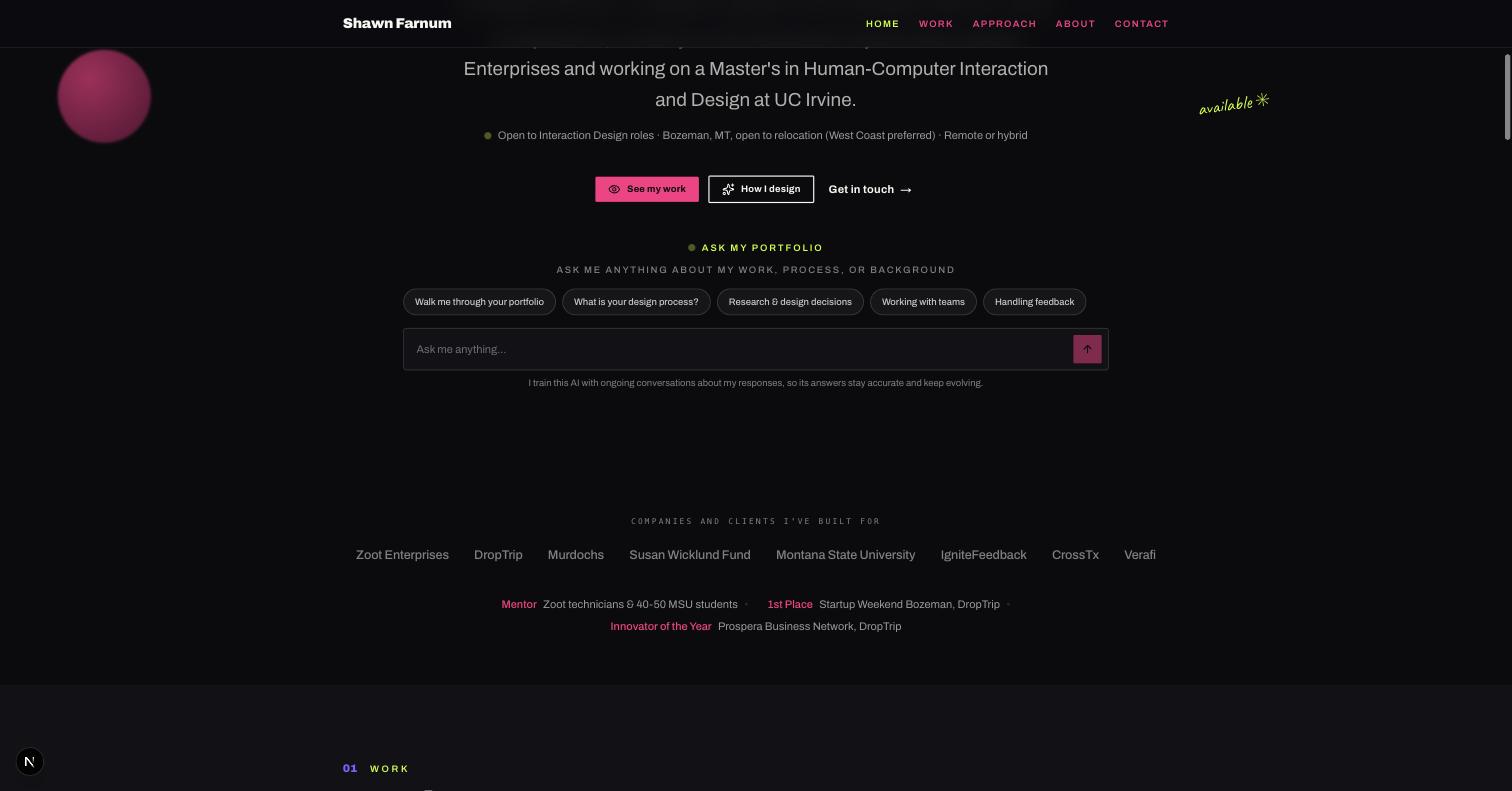 Ask My Portfolio interface